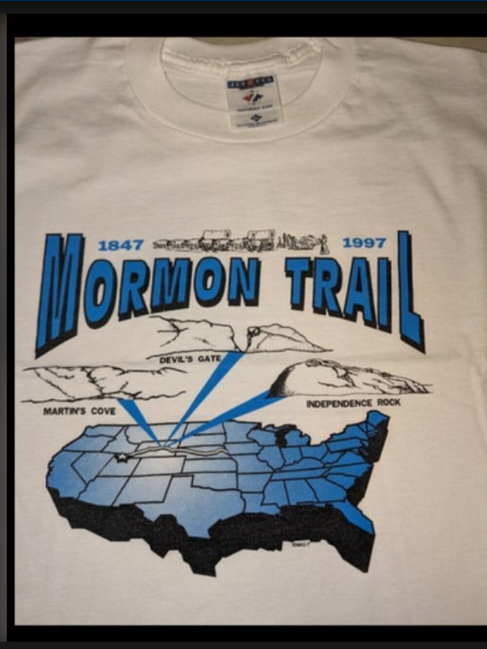 Vintage 90s Mormon Trail Shirt Men's XL 150 Years 1847-1997 Brigham Young NOS